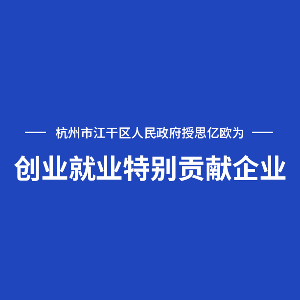 杭州市江干区人民政府授予思亿欧“创业就业特别贡献企业”荣誉称号